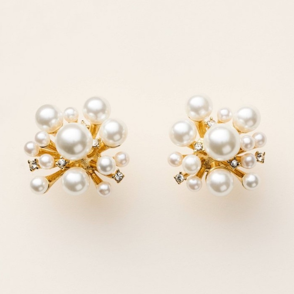 Kate Spade Limited Edition Pearl and Gold Cluster Stud Earrings